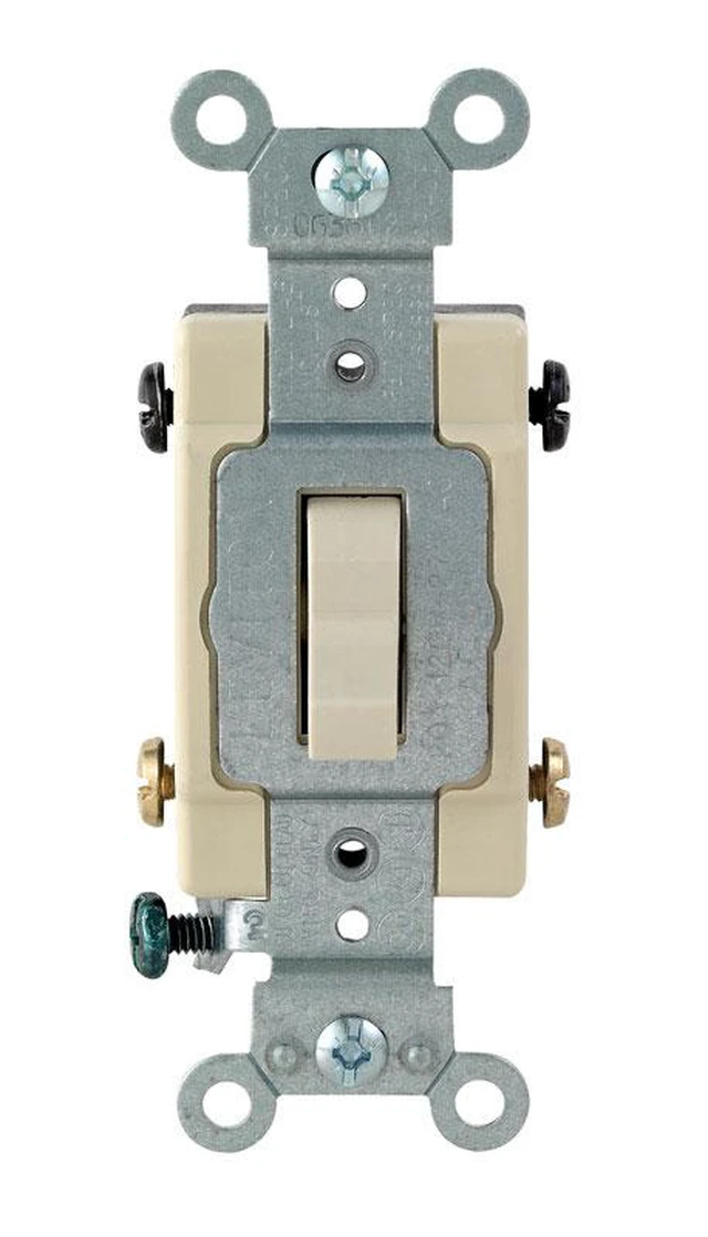Alt view image 3 of 4 - Leviton CS420-2I 20 Amp, 120/277 Volt, Toggle 4-Way AC Quiet Switch, Commercial Grade, Grounding, Ivory