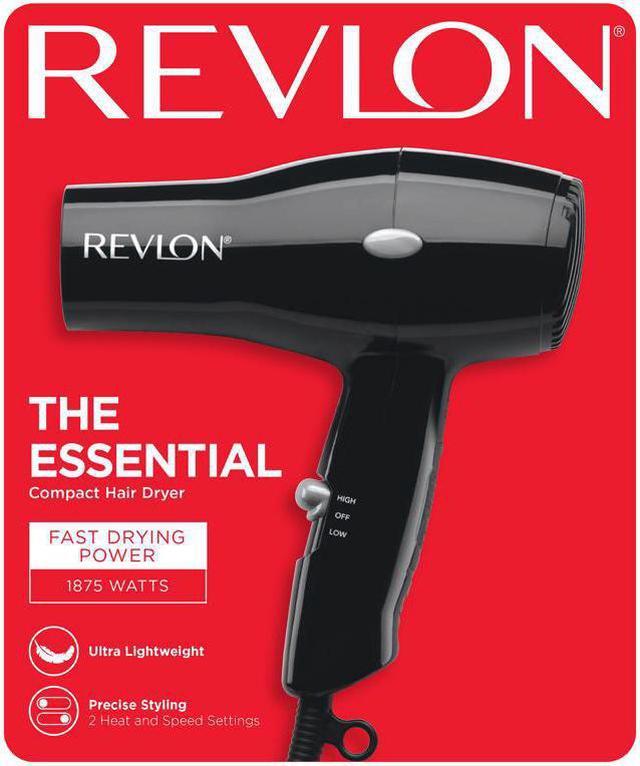 Alt view image 8 of 16 - Revlon Essentials 1875W Black 2 Heat Compact Hair Dryer RVDR5034