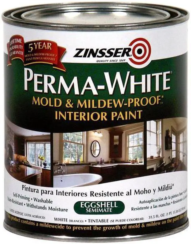 Alt view image 5 of 8 - ZINSSER 2774 Interior Paint, Eggshell, Water Base, White, 1 qt