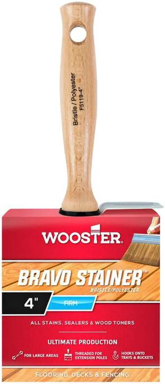 Alt view image 4 of 4 - WOOSTER F5119-4 4" Flat Sash Paint Brush, Polyester Bristle, Threaded Hardwood