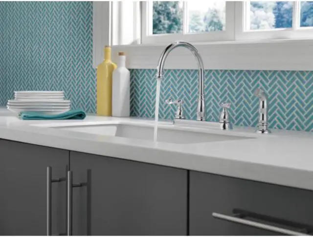Alt view image 4 of 4 - Two Handle Kitchen Faucet DELTA FAUCET CO Delta Kitchen Double Handle 21996LF