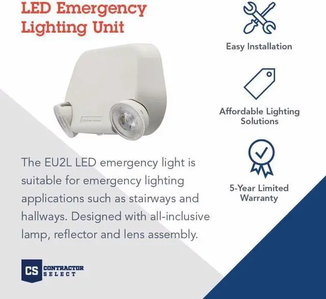 Alt view image 2 of 10 - Lithonia Lighting EU2L M12 LED Emergency Light, standard T20 Compliant, Generation 3, 277 volts, White