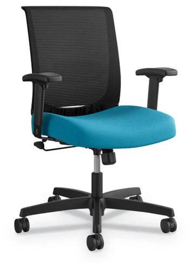 Alt view image 7 of 9 - HON Mid-Back Task Chair with Swivel-Tilt Control  Supports up to 275 lbs.  Red Seat  Black Back  Black Base CMZ1ACU67