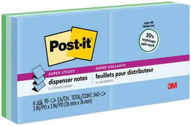 Alt view image 8 of 20 - Post-it Pop-up Recycled Notes in Bora Bora Colors 3 x 3 90-Sheet 6/Pack R3306SST