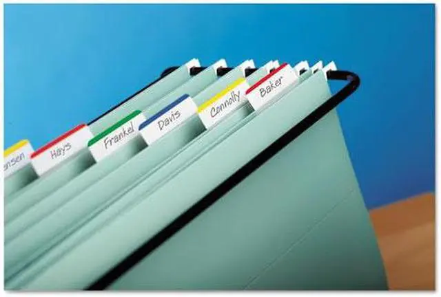 Alt view image 16 of 20 - 3M 686A1 Hanging File Tabs  Blue/Green/Red/Yellow  6 Flags/Color  24 Flags Pack