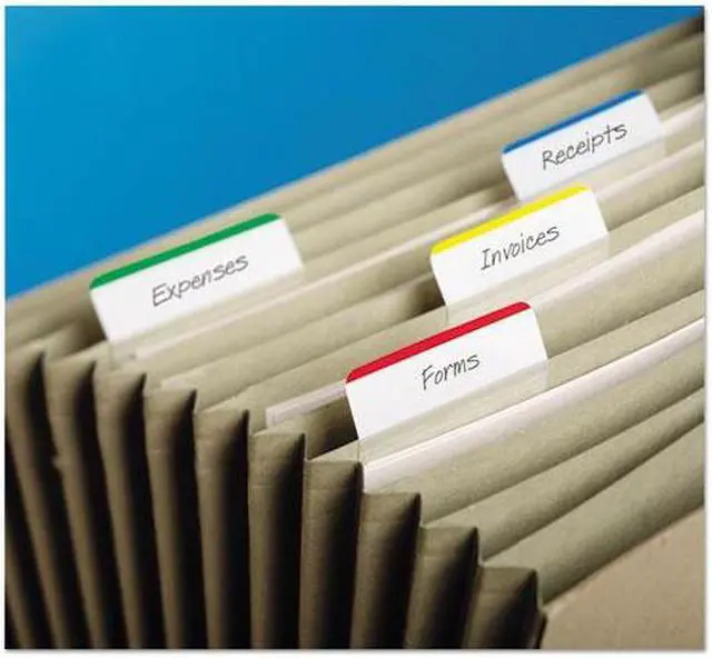 Alt view image 17 of 20 - 3M 686A1 Hanging File Tabs  Blue/Green/Red/Yellow  6 Flags/Color  24 Flags Pack