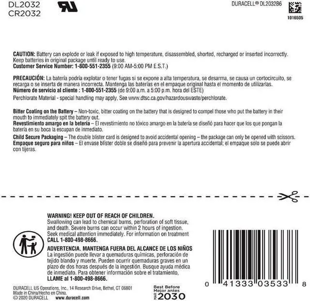 Alt view image 5 of 13 - Lithium Coin Batteries With Bitterant 2032 6/Pack DL2032B6PK