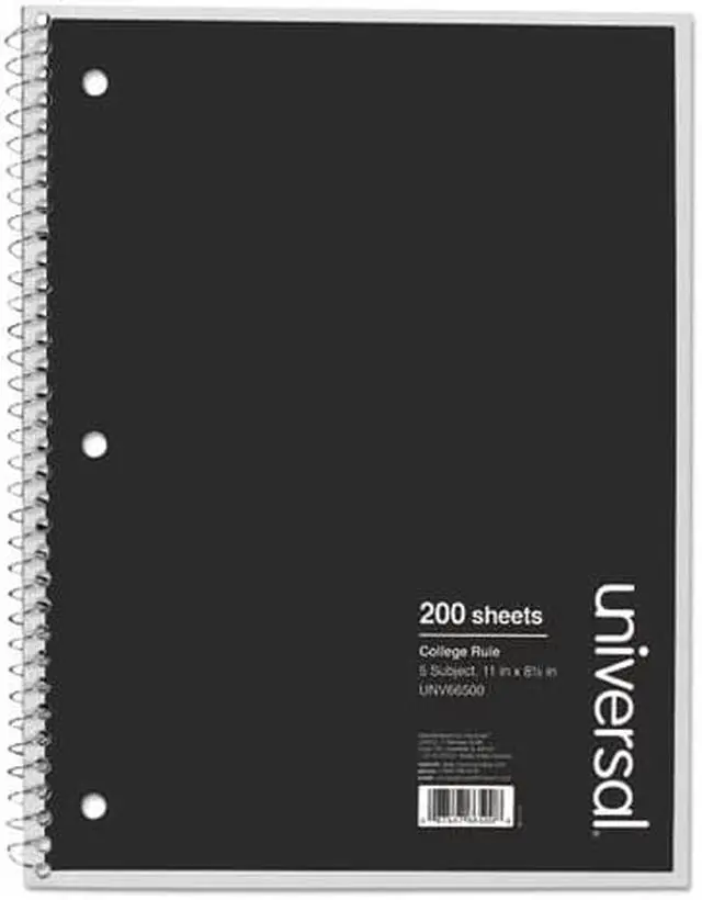Alt view image 9 of 10 - Universal Wirebound Notebook Quadrille Rule 8" x 10.5" 1 Subject Black 66630