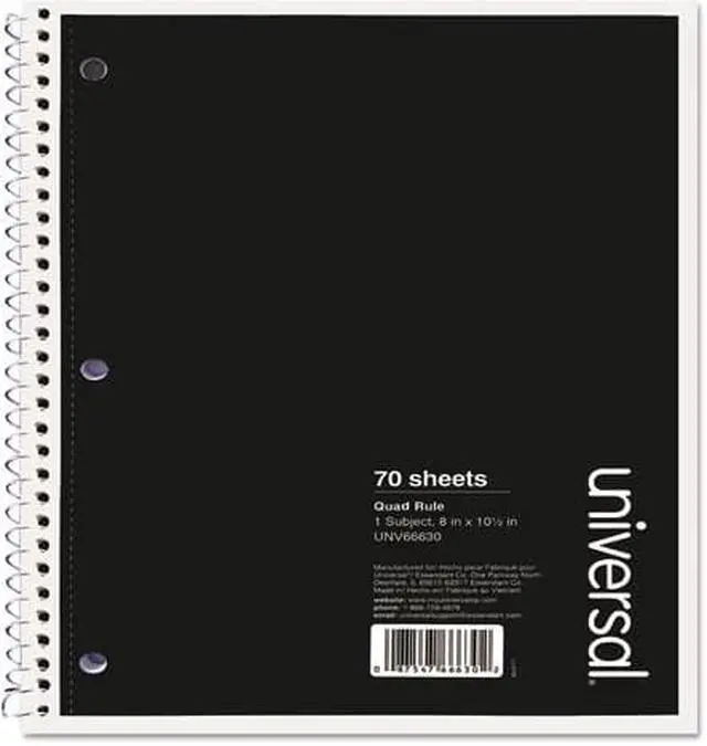 Alt view image 8 of 10 - Universal Wirebound Notebook Quadrille Rule 8" x 10.5" 1 Subject Black 66630