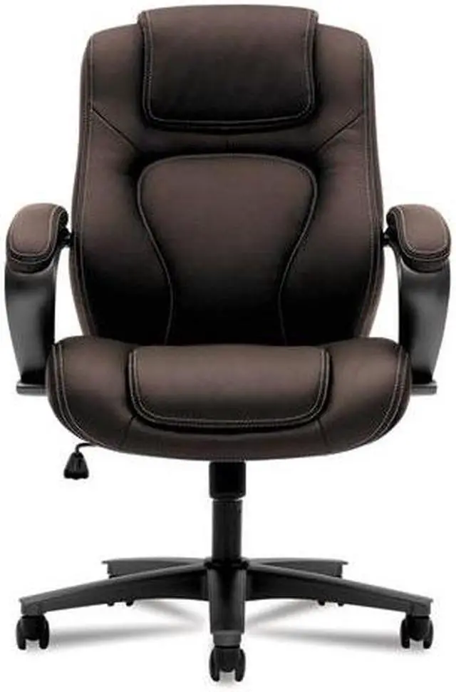 Alt view image 11 of 14 - HON Managerial Office Chair- High-Back Computer Desk Chair with Loop Arms,  Brown (VL402)