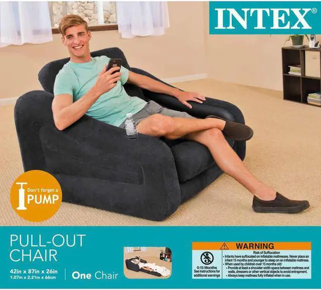 Alt view image 7 of 8 - Intex Inflatable Pull Out Sofa Chair Sleeper with Twin Sized Air Bed Mattress