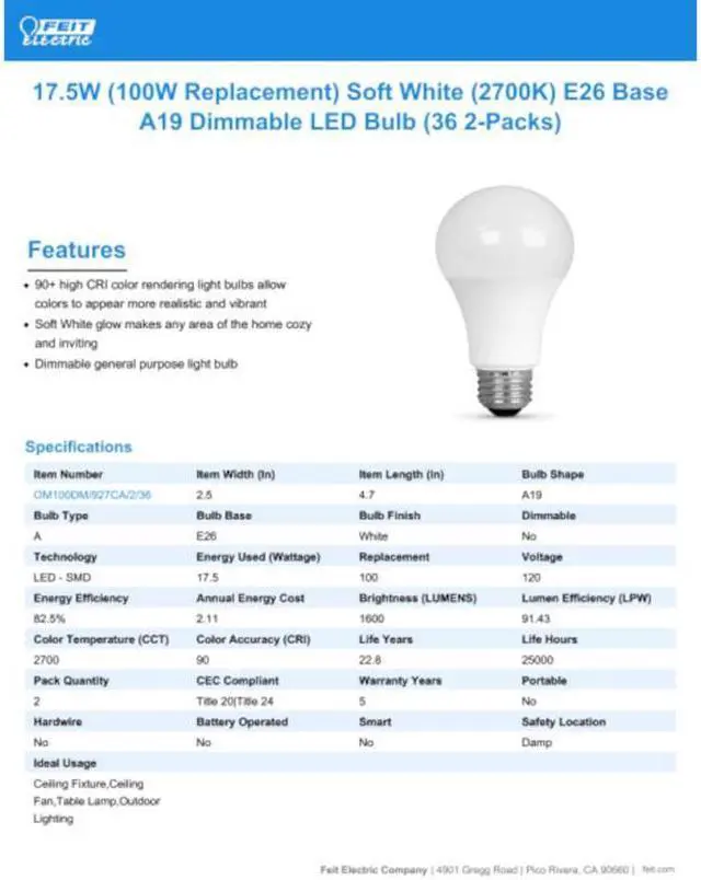 Main image of LED ND A21 2700K17.5W2PK