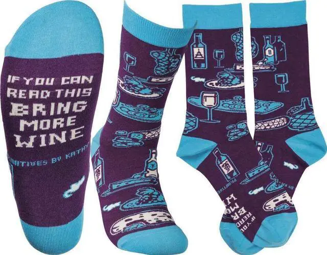 Alt view image 5 of 6 - Primitives by Kathy Socks "If You Can Read This Bring More Wine" Unisex Adult