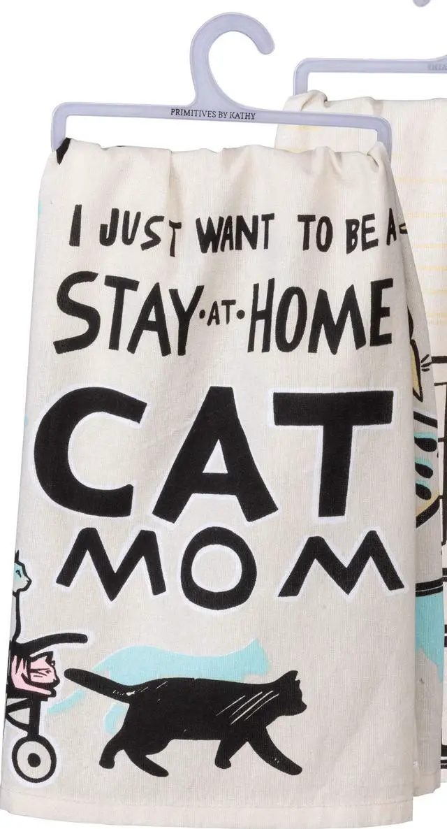 Alt view image 2 of 5 - PBK I Just Want to Be a Stay at Home Cat Mom Kitchen Dish Towel Cotton