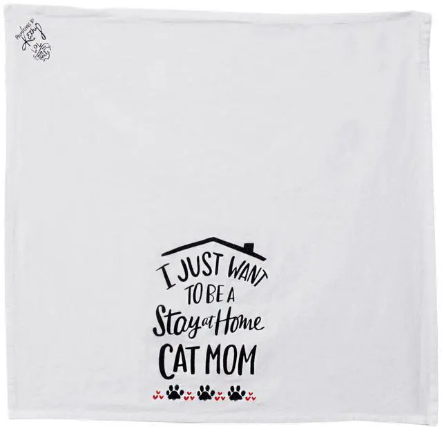 Alt view image 3 of 4 - I Just Want to be a Stay at Home Cat Mom Decorative Cotton Towel