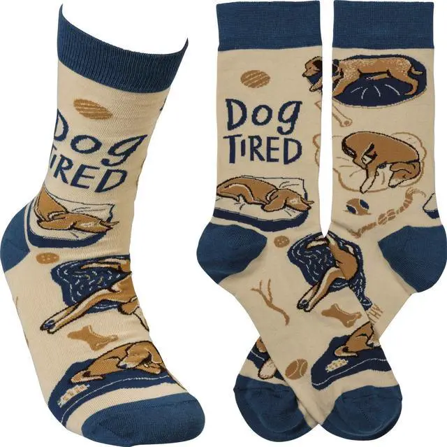 Alt view image 2 of 4 - Primitives by Kathy Cotton Nylon Spandex Novelty Socks - Dog Tired