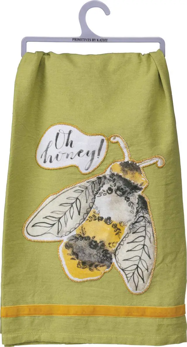 Main image of Primitives by Kathy Dish Towel - Oh Honey, Bee Towel 28" x 28"