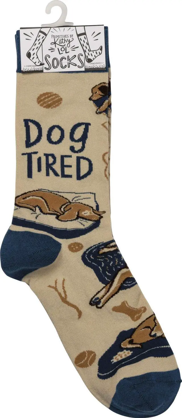 Alt view image 4 of 4 - Primitives by Kathy Cotton Nylon Spandex Novelty Socks - Dog Tired