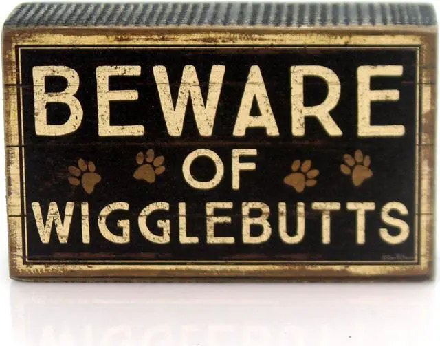 Alt view image 2 of 4 - Primitives by Kathy Rustic Box Sign, 5" x 3", Beware of Wigglebutts