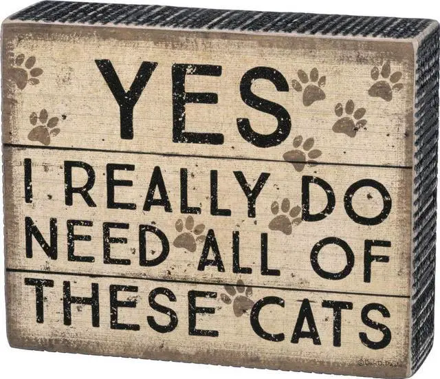 Alt view image 2 of 3 - Primitives by Kathy Rustic-Inspired Distressed Box Sign, 5.5 x 4.5-Inches, Need These Cats