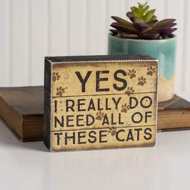 Alt view image 3 of 3 - Primitives by Kathy Rustic-Inspired Distressed Box Sign, 5.5 x 4.5-Inches, Need These Cats