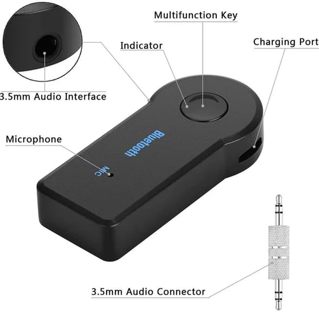 Alt view image 2 of 6 - 2 in 1 Wireless Bluetooth 5.0 Receiver Transmitter Adapter 3.5mm Jack For Car Music Audio Aux A2dp Headphone Reciever Handsfree