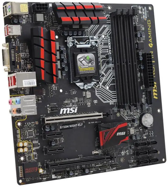 Alt view image 4 of 5 - MSI B150M NIGHT ELF Desktop LGA1151 Intel H150 SATA III DDR4 Micro ATX Intel Motherboard