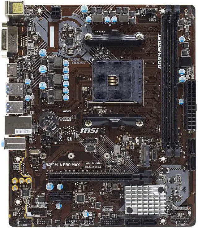 Main image of MSI B450M-A PRO MAX Motherboard B450 Motherboard AM4 Support AMD Ryzen 5 5600g 5600x Cpus DDR4 32G M.2 PCIe 3.0 USB3.2 Micro ATX