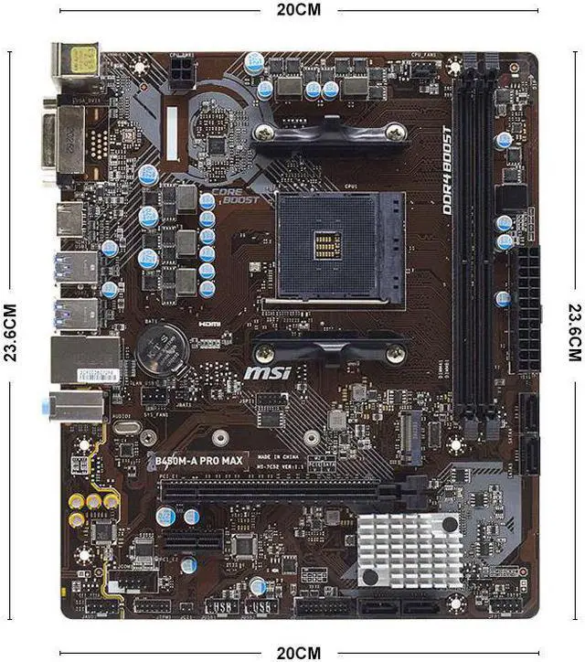 Alt view image 5 of 10 - MSI B450M-A PRO MAX Motherboard B450 Motherboard AM4 Support AMD Ryzen 5 5600g 5600x Cpus DDR4 32G M.2 PCIe 3.0 USB3.2 Micro ATX