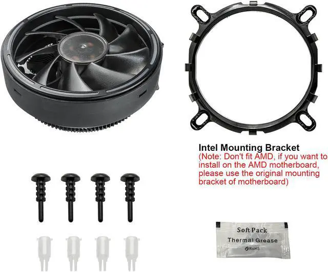 Alt view image 2 of 8 - Vetroo M2 CPU Cooler, Black Aluminum Fins LED Ring Lighting Hydraulic Bearing 90W TDP Air Cooler for Intel LGA 1700/1200/115X AMD AM5 AM4
