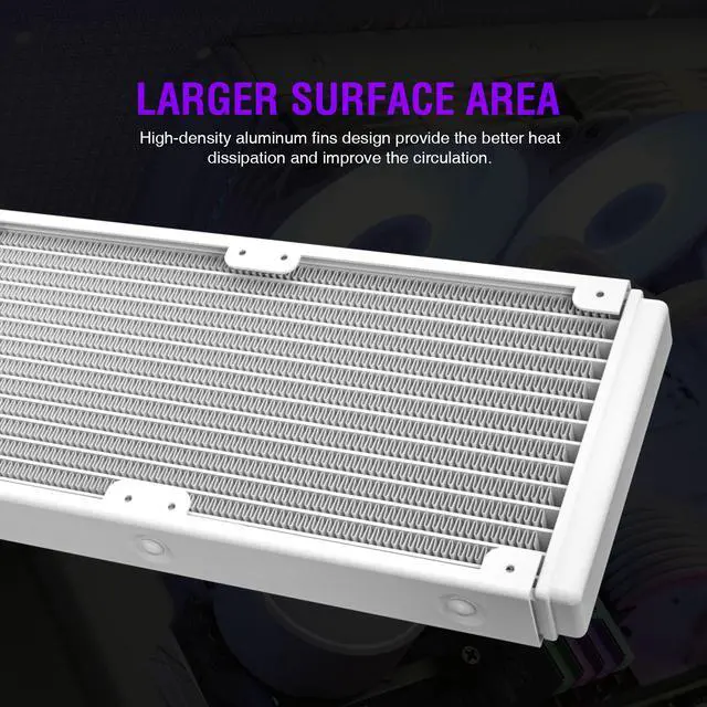 Alt view image 7 of 14 - Vetroo V240 White Liquid CPU Cooler 240mm Addressable RGB & PWM Pump & Fans 250W TDP AIO Water Cooler w/Controller Hub for Intel LGA 1700/1200/115X AMD AM5/AM4