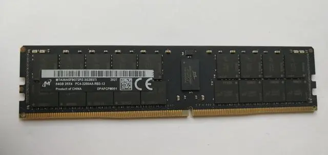 Alt view image 3 of 4 - Micron 64GB DDR4 3200 8Gx72 ECC CL22 RDIMM Server Memory Module - MTA36ASF8G72PZ-3G2B2
