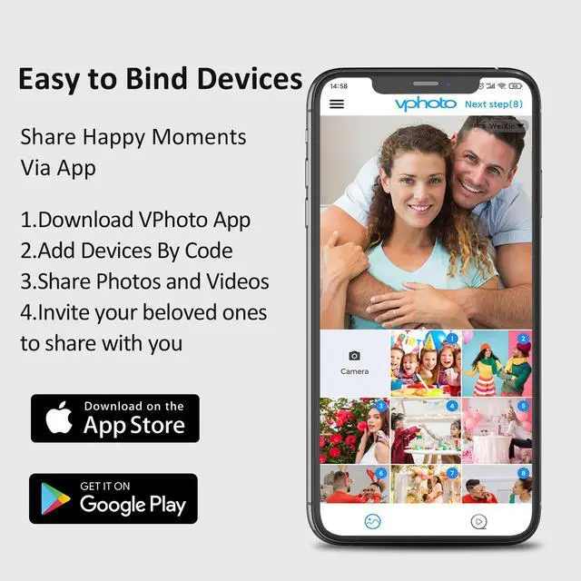 Alt view image 4 of 6 - FULLJA Digital Picture Frame, 10.1 Inch Digital Photo Frame with Wifi Cloud Smart Digital Frame IPS HD Touch Screen ,16GB Memory,Digital Frame Receive Photos Or Videos Remotely from App/Email,Blue, Su