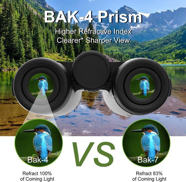 Alt view image 3 of 6 - FULLJA 12x42 HD Compact Binoculars for Adults, High Power Easy Focus Binoculars with Clear BAK4 Prism FMC Lens Low Light Vision, Binoculars Waterproof for Travel, Bird Watching, Hunting Outdoor Sports