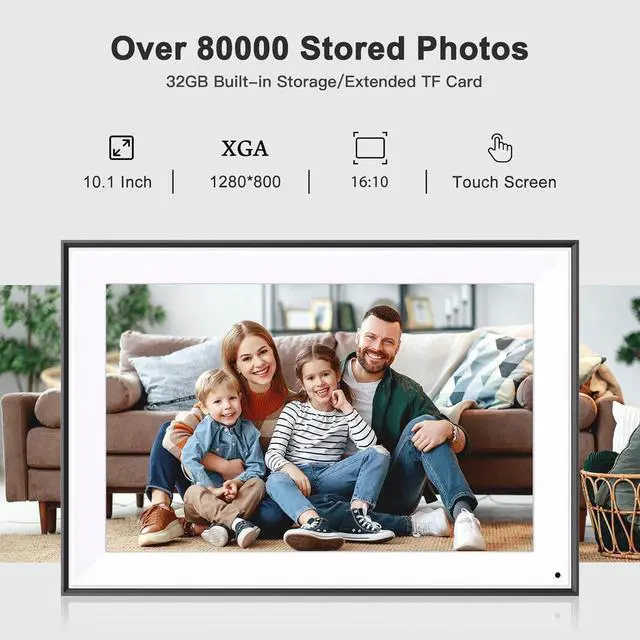 Alt view image 2 of 7 - Fullja WiFi Photo-Frame 10.1-Inch Digital Picture-Frame, HD Touch Screen, 32GB, Full Function, Instantly Share Photos/Videos via VPhoto APP, Email, Unlimited Could Storage