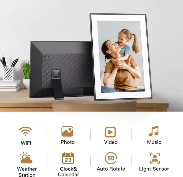 Alt view image 4 of 7 - Fullja WiFi Photo-Frame 10.1-Inch Digital Picture-Frame, HD Touch Screen, 32GB, Full Function, Instantly Share Photos/Videos via VPhoto APP, Email, Unlimited Could Storage