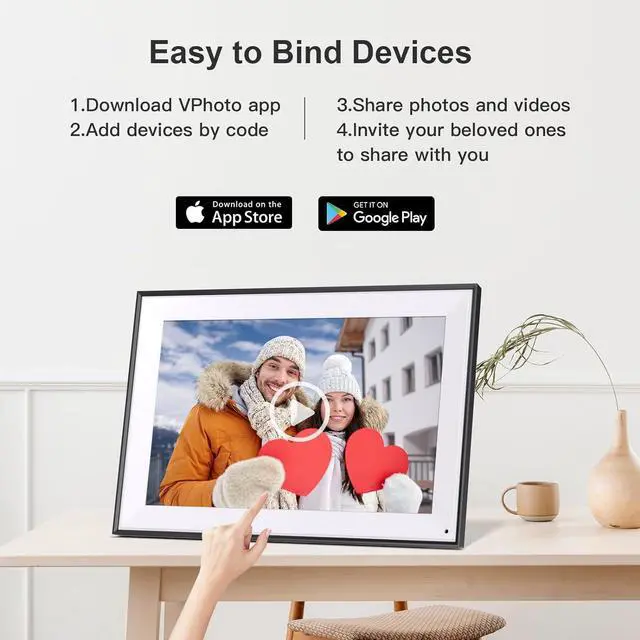 Alt view image 6 of 7 - Fullja WiFi Photo-Frame 10.1-Inch Digital Picture-Frame, HD Touch Screen, 32GB, Full Function, Instantly Share Photos/Videos via VPhoto APP, Email, Unlimited Could Storage