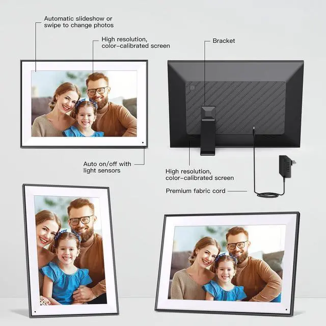 Alt view image 7 of 7 - Fullja WiFi Photo-Frame 10.1-Inch Digital Picture-Frame, HD Touch Screen, 32GB, Full Function, Instantly Share Photos/Videos via VPhoto APP, Email, Unlimited Could Storage