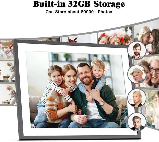 Alt view image 5 of 6 - FULLJA WIFI Digital Photo Frame 17 Inch,Touch Screen Display, 32GB Storage Auto-Rotate Easy Share Photos or Videos via Vphoto Free App from Anywhere Best Gift for parents