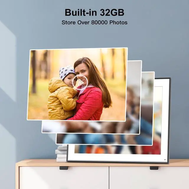 Alt view image 5 of 6 - FULLJA 17-inch Digital Photo Frame with 32GB Storage - Wall Mountable, Remote Control, Auto Light Sensor, Instant Photo/Video Sharing, Unlimited Cloud Storage