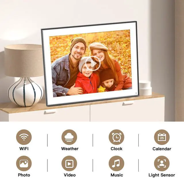 Alt view image 2 of 6 - FULLJA 17-inch Digital Photo Frame with 32GB Storage - Wall Mountable, Remote Control, Auto Light Sensor, Instant Photo/Video Sharing, Unlimited Cloud Storage