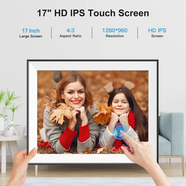 Alt view image 4 of 6 - FULLJA 17-inch Digital Photo Frame with 32GB Storage - Wall Mountable, Remote Control, Auto Light Sensor, Instant Photo/Video Sharing, Unlimited Cloud Storage