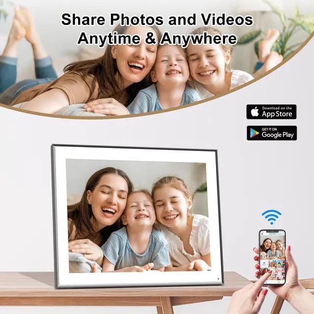 Alt view image 3 of 6 - FULLJA 17-inch Digital Photo Frame with 32GB Storage - Wall Mountable, Remote Control, Auto Light Sensor, Instant Photo/Video Sharing, Unlimited Cloud Storage