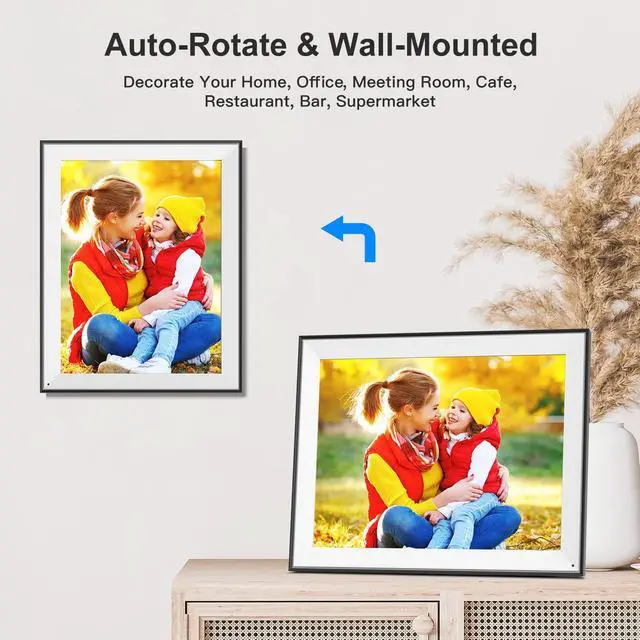Alt view image 6 of 6 - FULLJA 17-inch Digital Photo Frame with 32GB Storage - Wall Mountable, Remote Control, Auto Light Sensor, Instant Photo/Video Sharing, Unlimited Cloud Storage