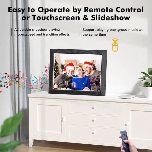 Alt view image 5 of 6 - FULLJA 16.2-inch Digital Photo Frame with 32GB Storage - Wireless Touchscreen, Auto-Rotate, Wall Mountable, Instant Sharing via App/Email, Free Cloud Storage