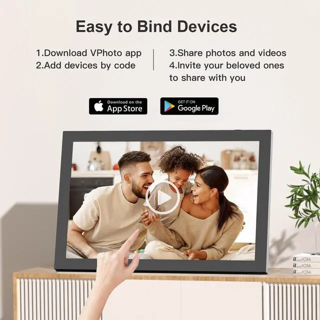 Alt view image 4 of 7 - FULLJA 10.1-inch Digital Photo Frame with 32GB Storage - IPS Touchscreen, Auto-Rotate, Instant Sharing via App/Email, Free Cloud Storage  Perfect Gift for Family