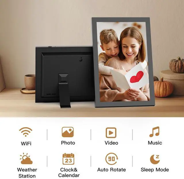 Alt view image 2 of 7 - FULLJA 10.1-inch Digital Photo Frame with 32GB Storage - IPS Touchscreen, Auto-Rotate, Instant Sharing via App/Email, Free Cloud Storage  Perfect Gift for Family