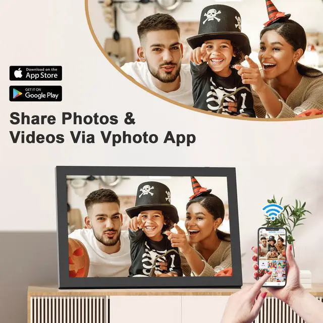 Alt view image 5 of 7 - FULLJA 10.1-inch Digital Photo Frame with 32GB Storage - IPS Touchscreen, Auto-Rotate, Instant Sharing via App/Email, Free Cloud Storage  Perfect Gift for Family