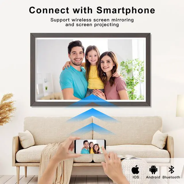 Alt view image 5 of 6 - FULLJA 21.5 Inch Digital Picture Frame with WiFi - Full HD 1920x1080 IPS Display, Dual-Band WiFi, Smartphone Sync, 32GB Storage, App/Email Sharing, Wall Mountable Home Decor