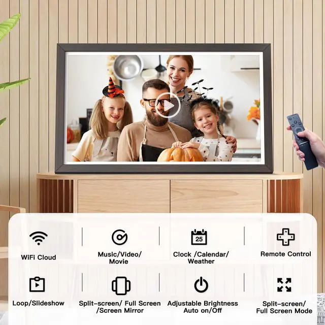 Alt view image 2 of 6 - FULLJA 21.5 Inch Digital Picture Frame with WiFi - Full HD 1920x1080 IPS Display, Dual-Band WiFi, Smartphone Sync, 32GB Storage, App/Email Sharing, Wall Mountable Home Decor